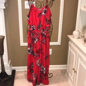 Red floral jumpsuit